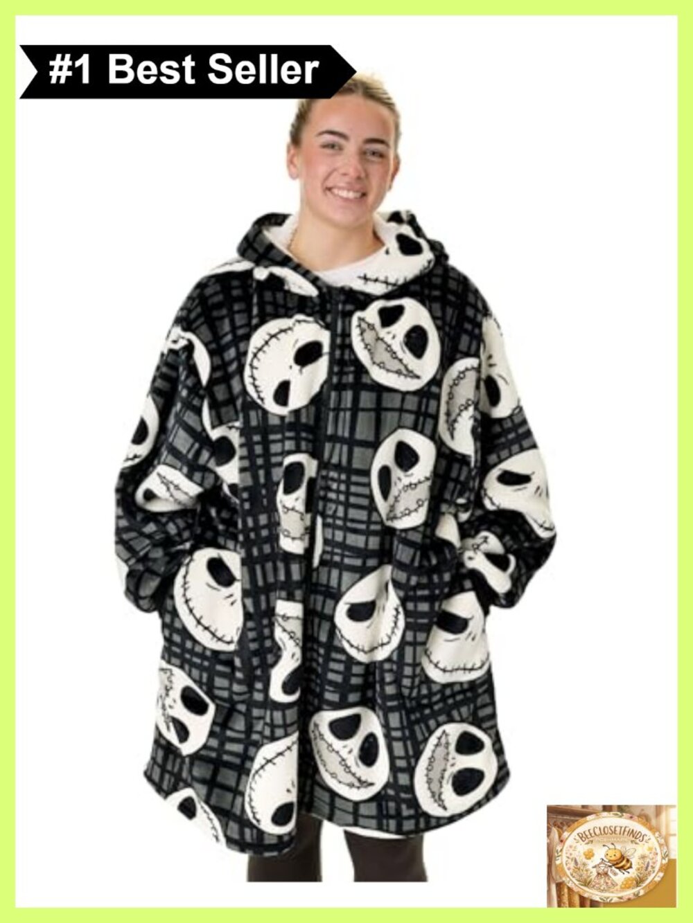 Disney Nightmare Before Christmas Sherpa Blanket Hoodie Adult Zip